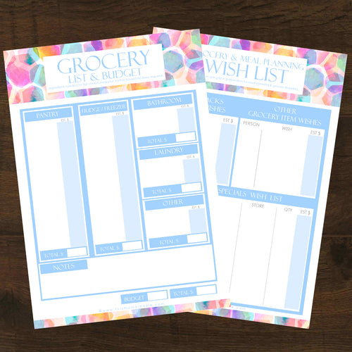 Z - Printables 2pk GROCERY List Budget + Grocery & Meal Planning Wish List   - (VIP $0.00)