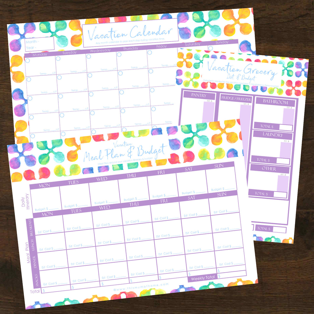 Z - Printables 3pk VACATION MEAL PLANNING - (VIP $0.00)